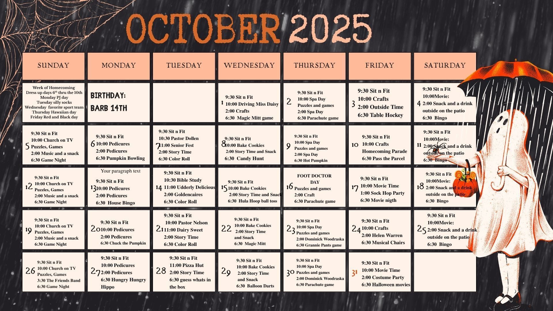 Downloadable Activities Calendar 