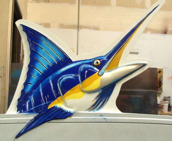 L21370 – 3-D HDU Coastal Residence Sign, with  Carved Sailfish