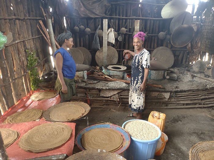 Preparing injera for a local wedding