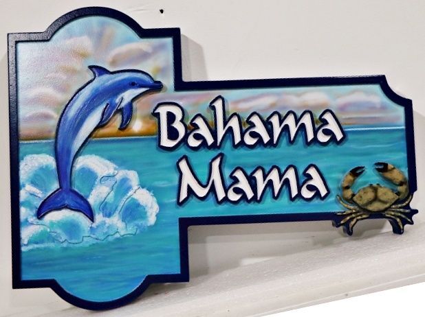MB2182 - Custom Carved HDU Sign for "Bahama Mama"