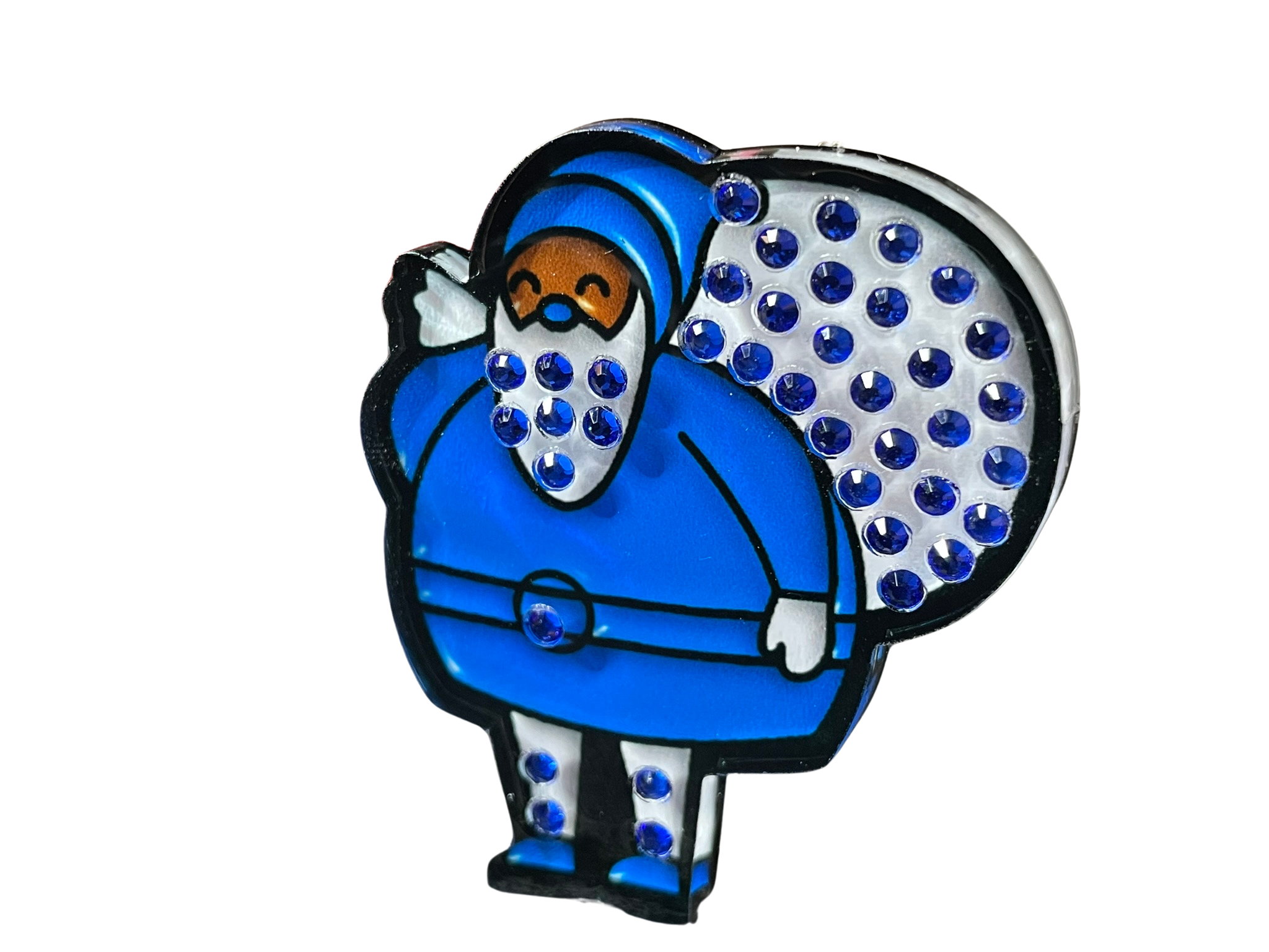 Rhinestone Blue Santa Acrylic Pin