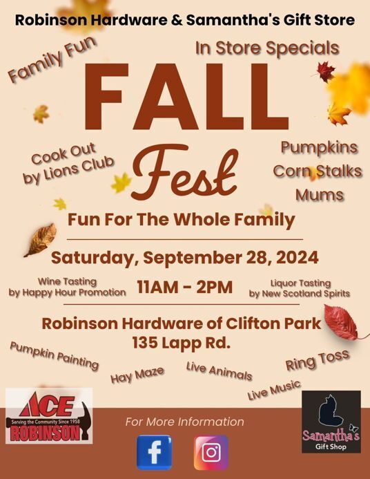 Robinson Ace Hardware Fall Fest Flyer