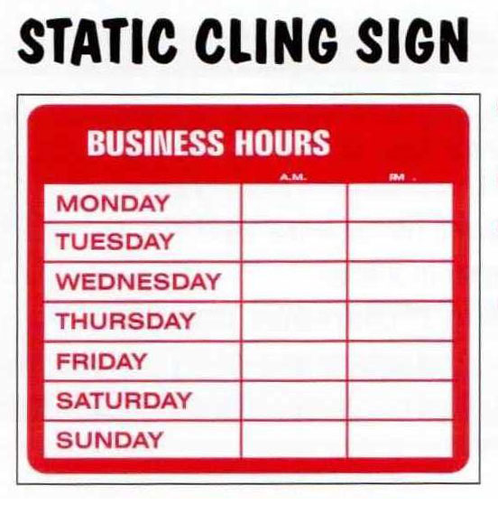 Static Cling Sign