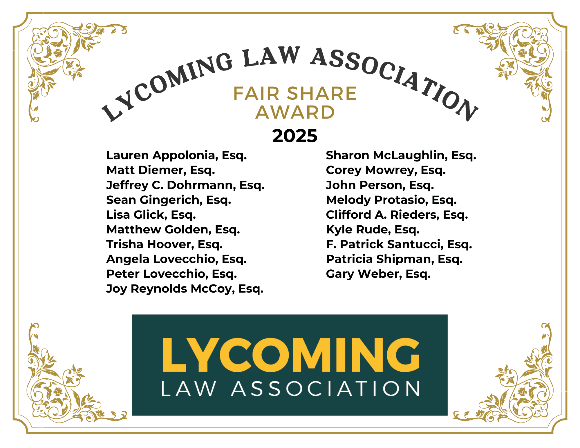 Lycoming County Pro Bono Awards Recognize the Contributions of NPLS Volunteers