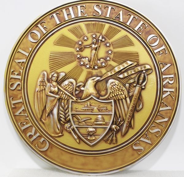 Painted, Wood and Metal 3-D State Seal Wall & Podium Plaques