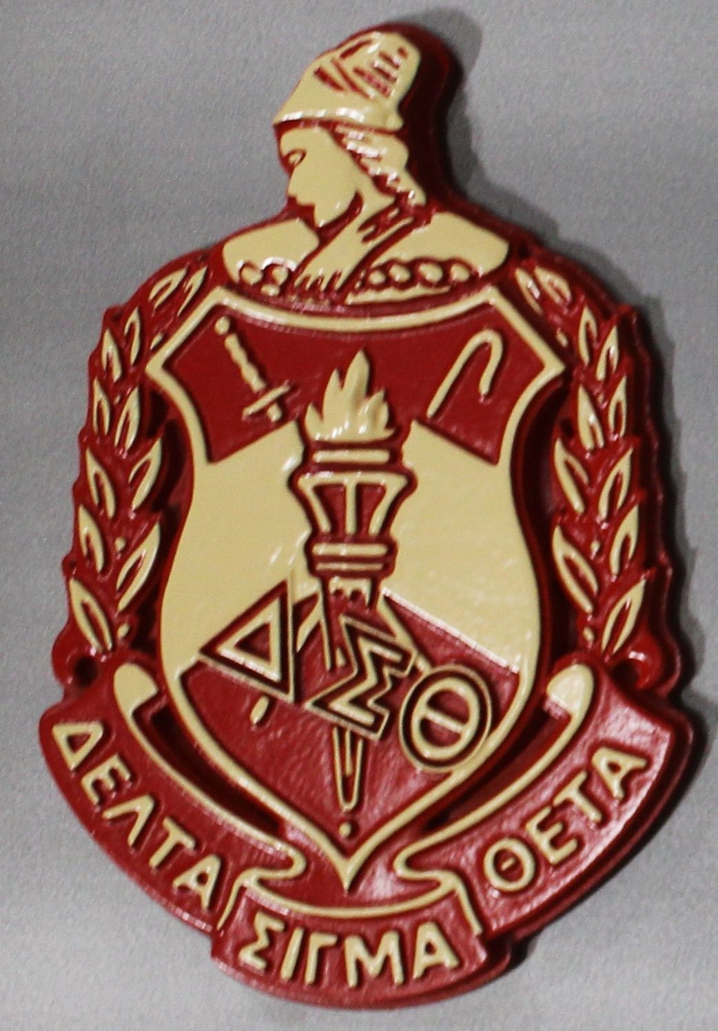 SP-1620 - Carved 2.5-D  HDU Plaque of the Coat-of-Arms of the Delta Sigma Theta Sorority
