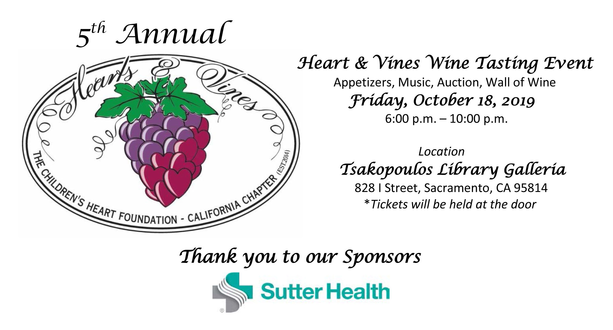 5th Annual Hearts & Vines Wine Tasting Event (California)