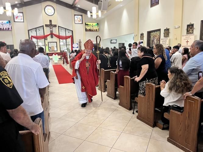 Bishop Barbarito processing our of Mass at Holy Cross Catholic Church.