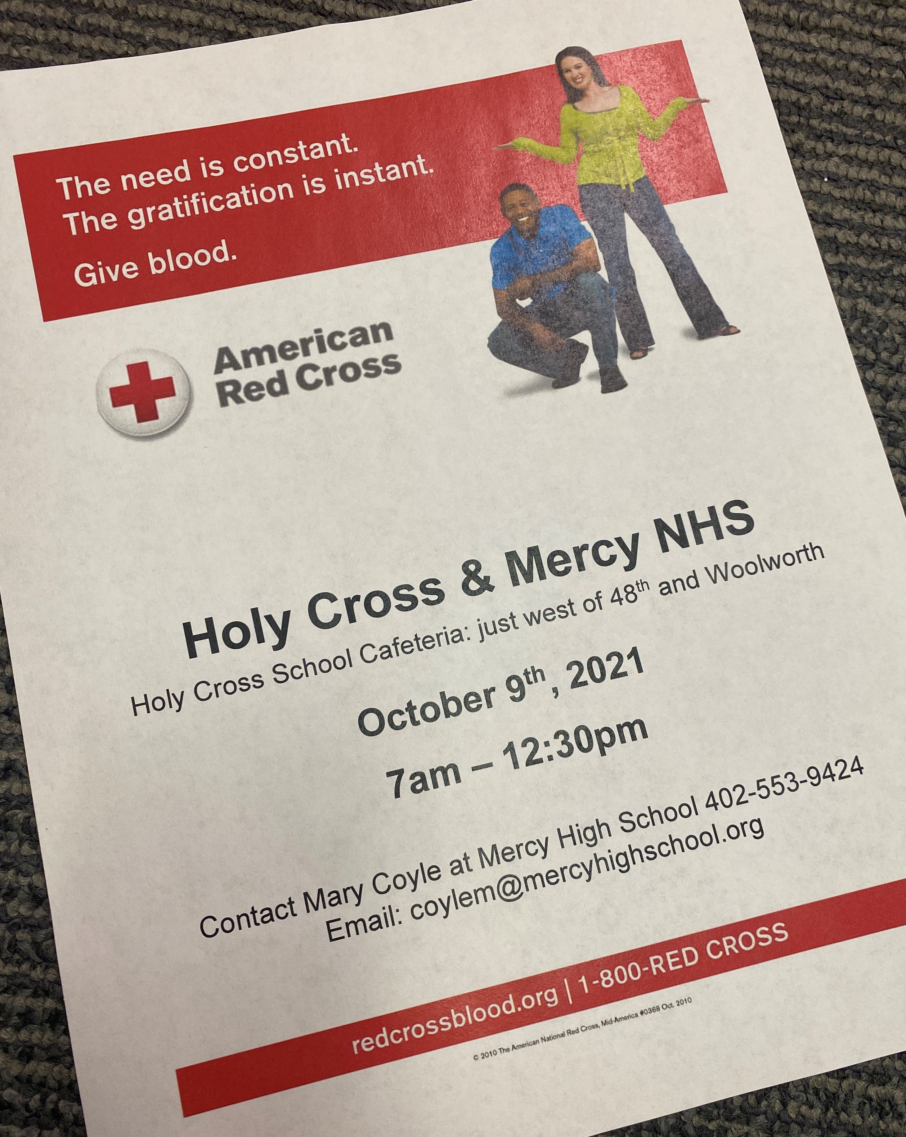 Holy Cross and Mercy High School Blood Drive