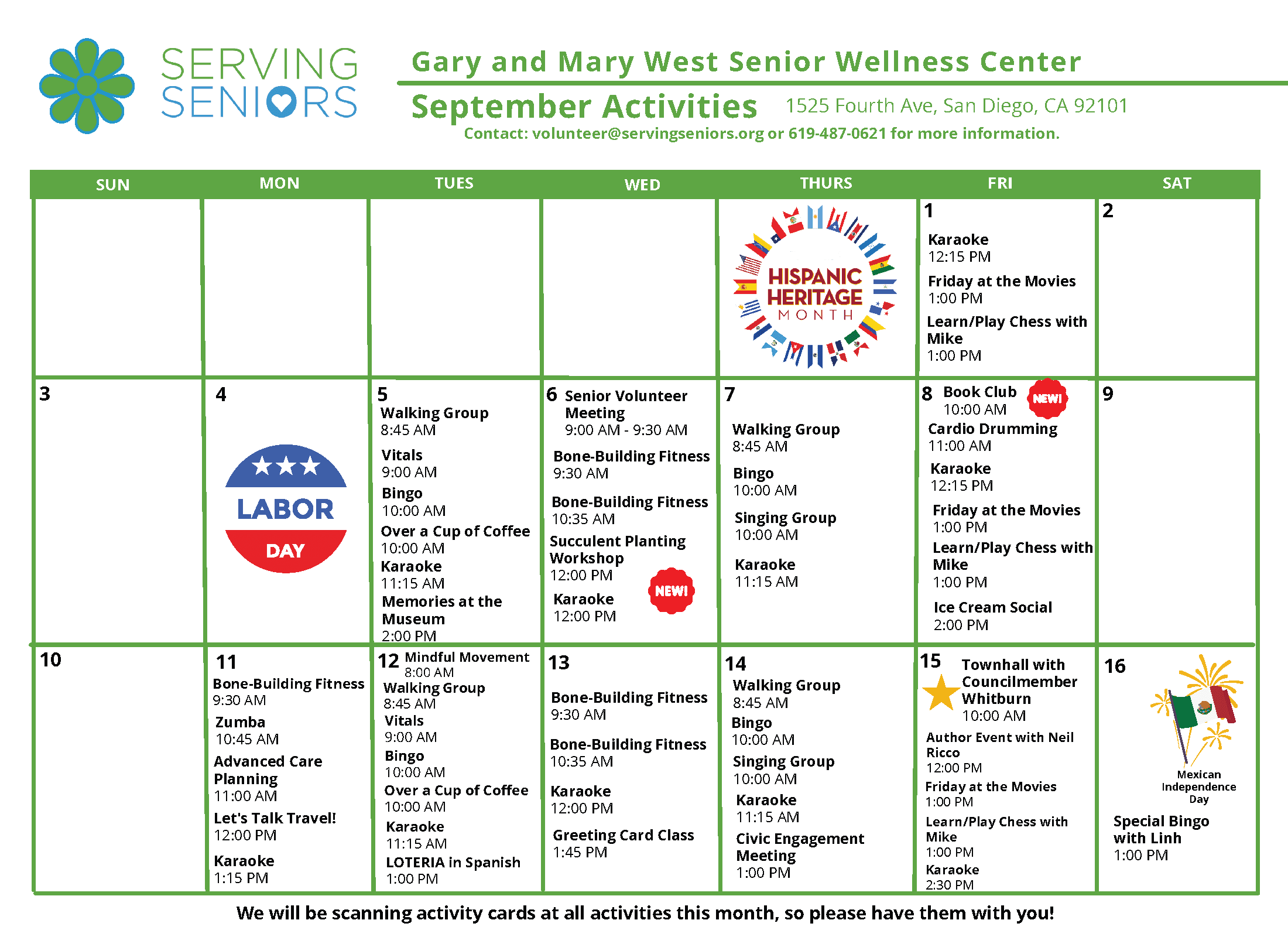Click to download the Gary and Mary West Senior Wellness Center September Activities Calendar