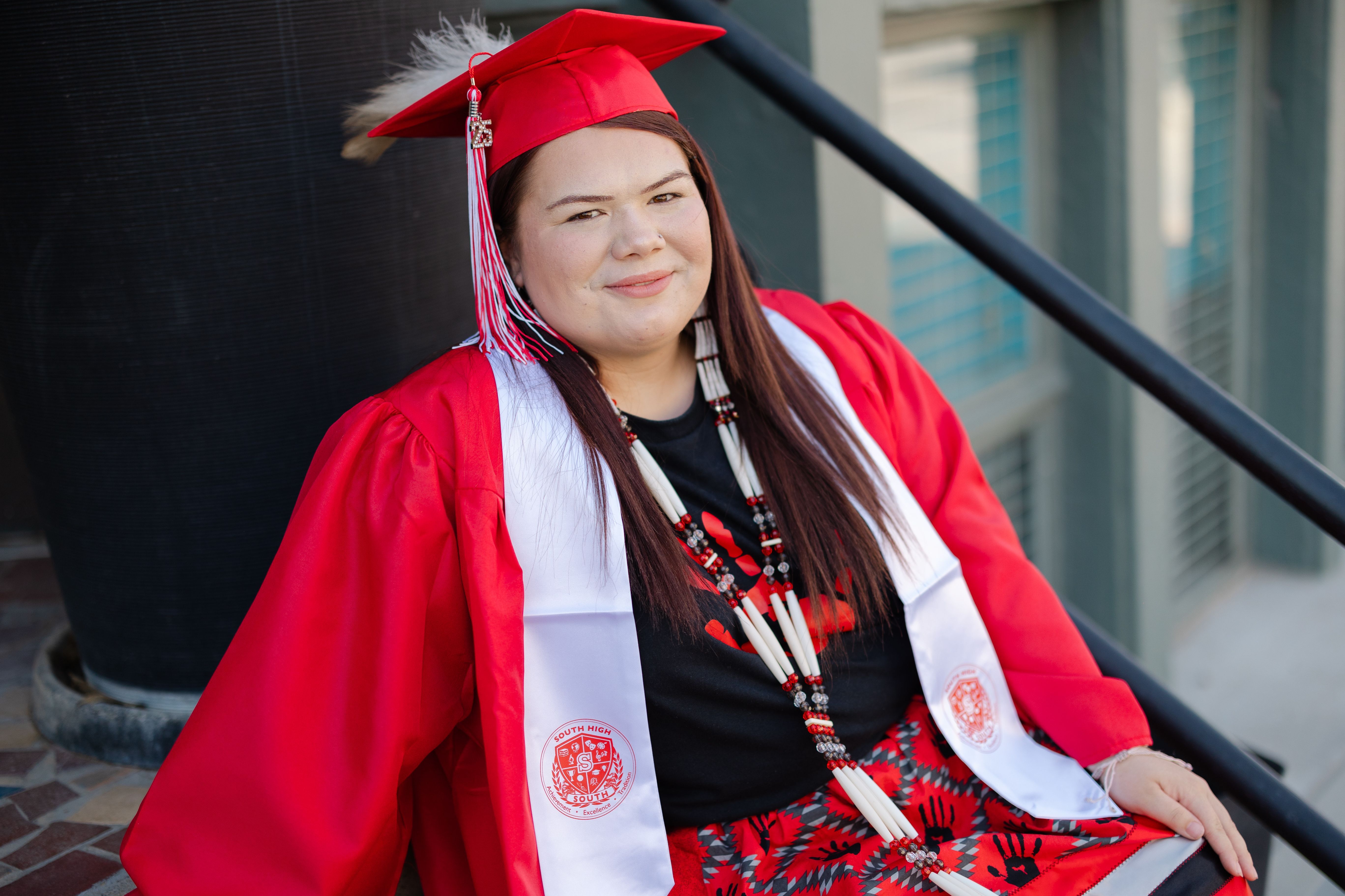 Little in her graduation cap and gown