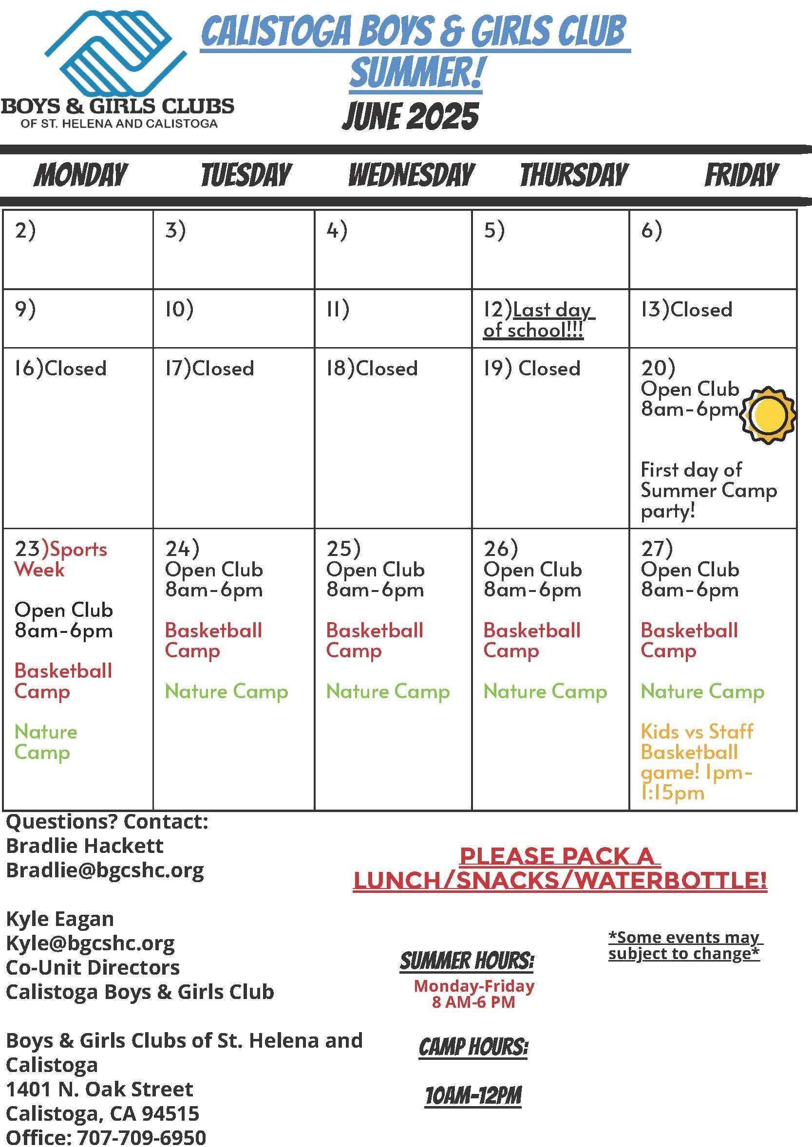June Calendar