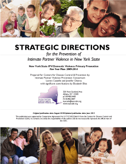 Strategic Directions for the Prevention of Intimate Partner Violence in New York State