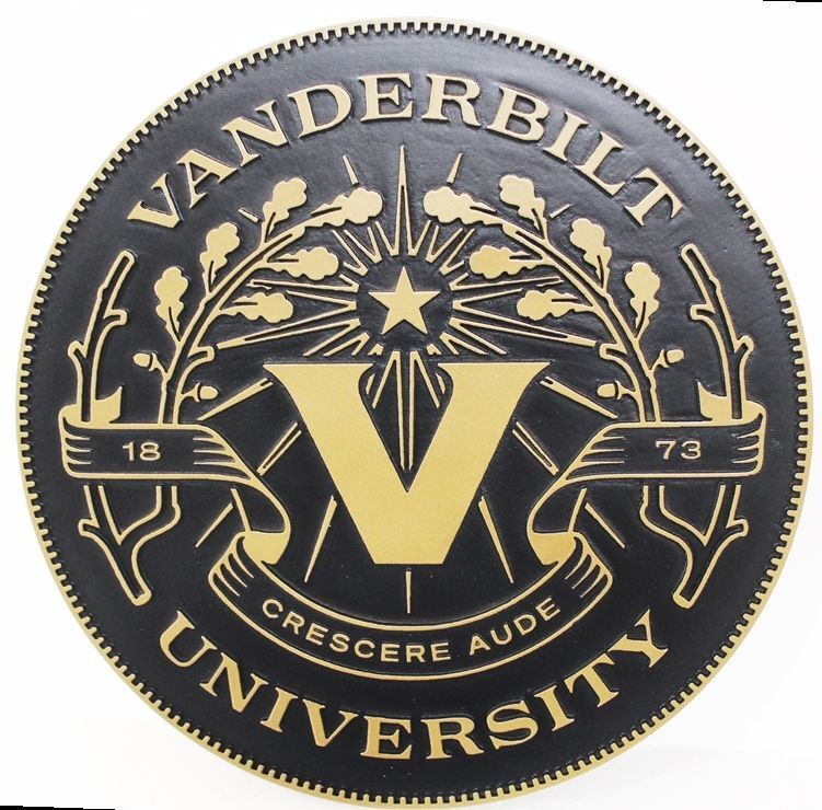 RP-1665 - Carved 2.5-D HDU Plaque of the Seal of Vanderbilt University
