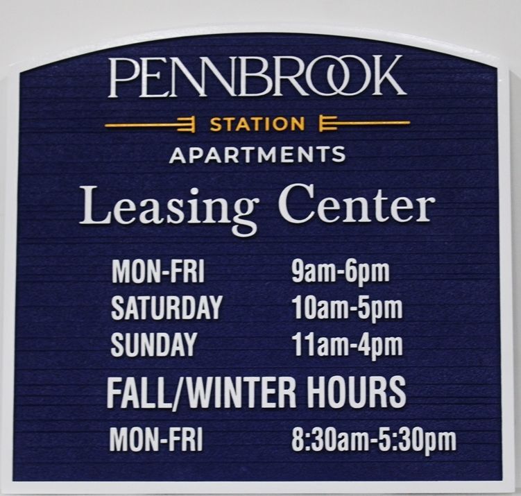 KA20573 - Carved Leasing Center sign for Pennbrook Apartments