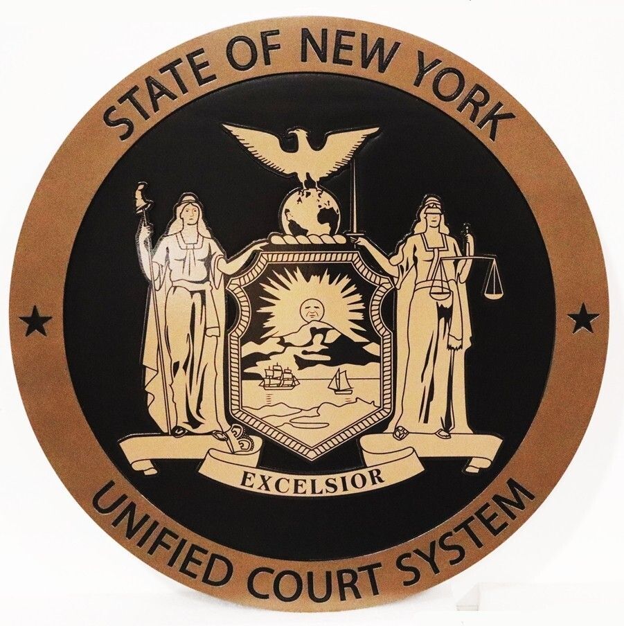 GP-1283 - Carved Plaque of the Seal of the  Unified Court System, State of New York, Giclee Print of Artwork