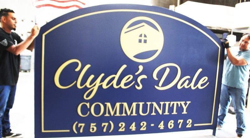 K20240 - Carved Multi-Level HDU  Large  Entrance Sign for the "Clyde's Dale Community"  