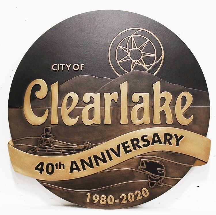 MA1064 - Plaque for the 40th anniversary of the City of Clearlake,  2.5-D Multi-level Raised Relief