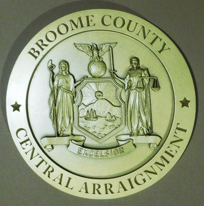 CP-1070 - Plaque of the Seal of Central Arraignment, Broome County, New York, 3-D Two Colors