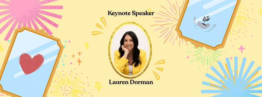 Picture of Keynote speaker outlined by neon frame