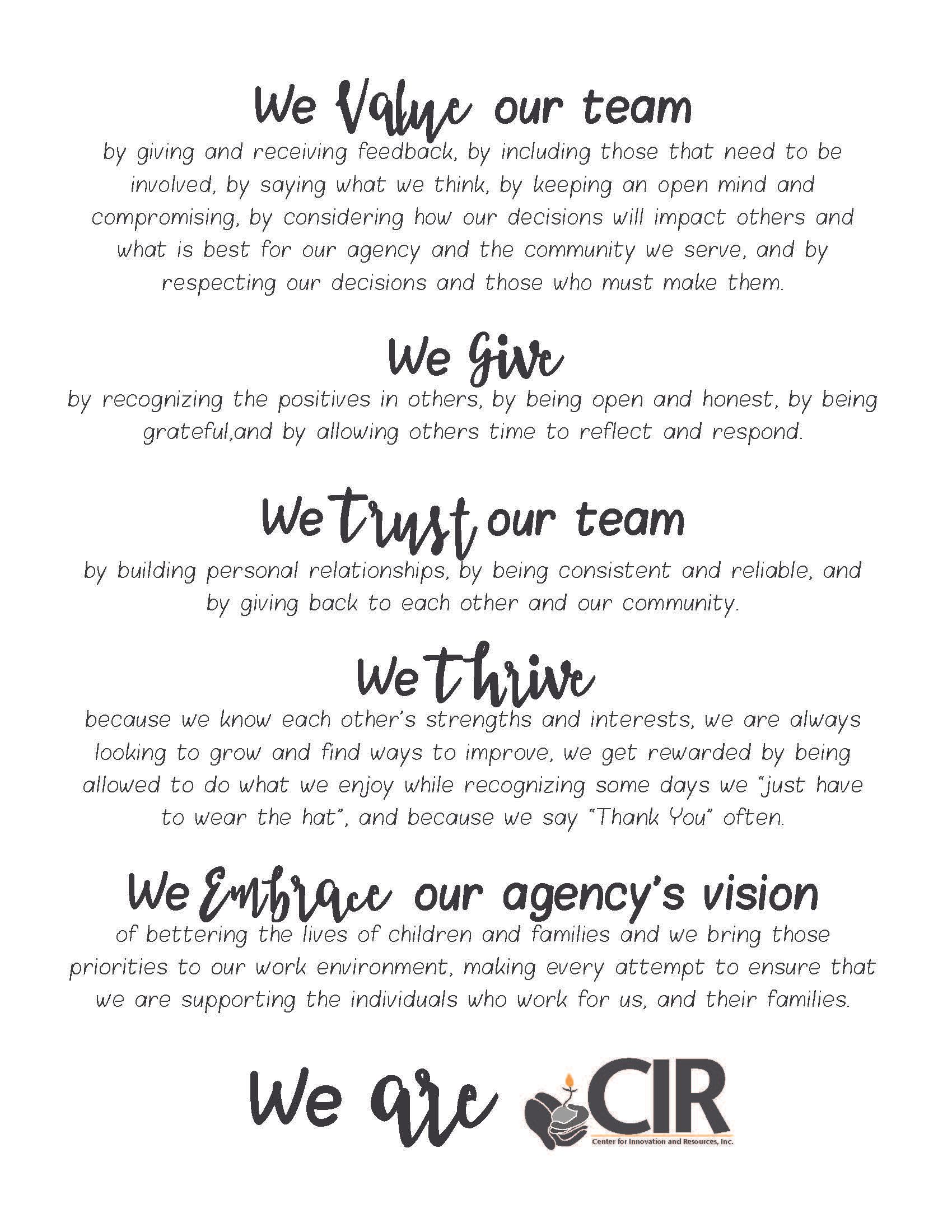 Description of the CIR team and our vision