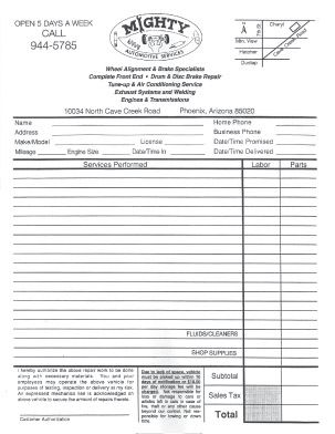 Automotive Business Forms