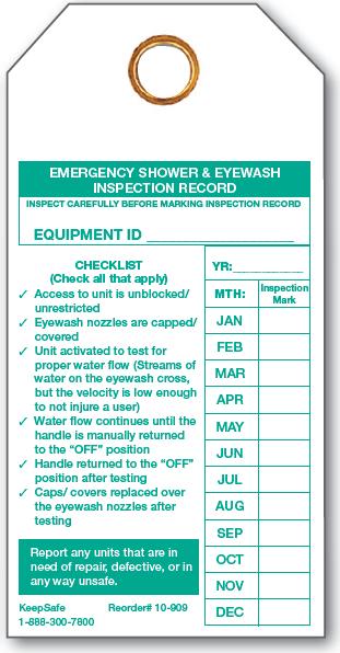 Emergency Shower and Eyewash Inspection Record