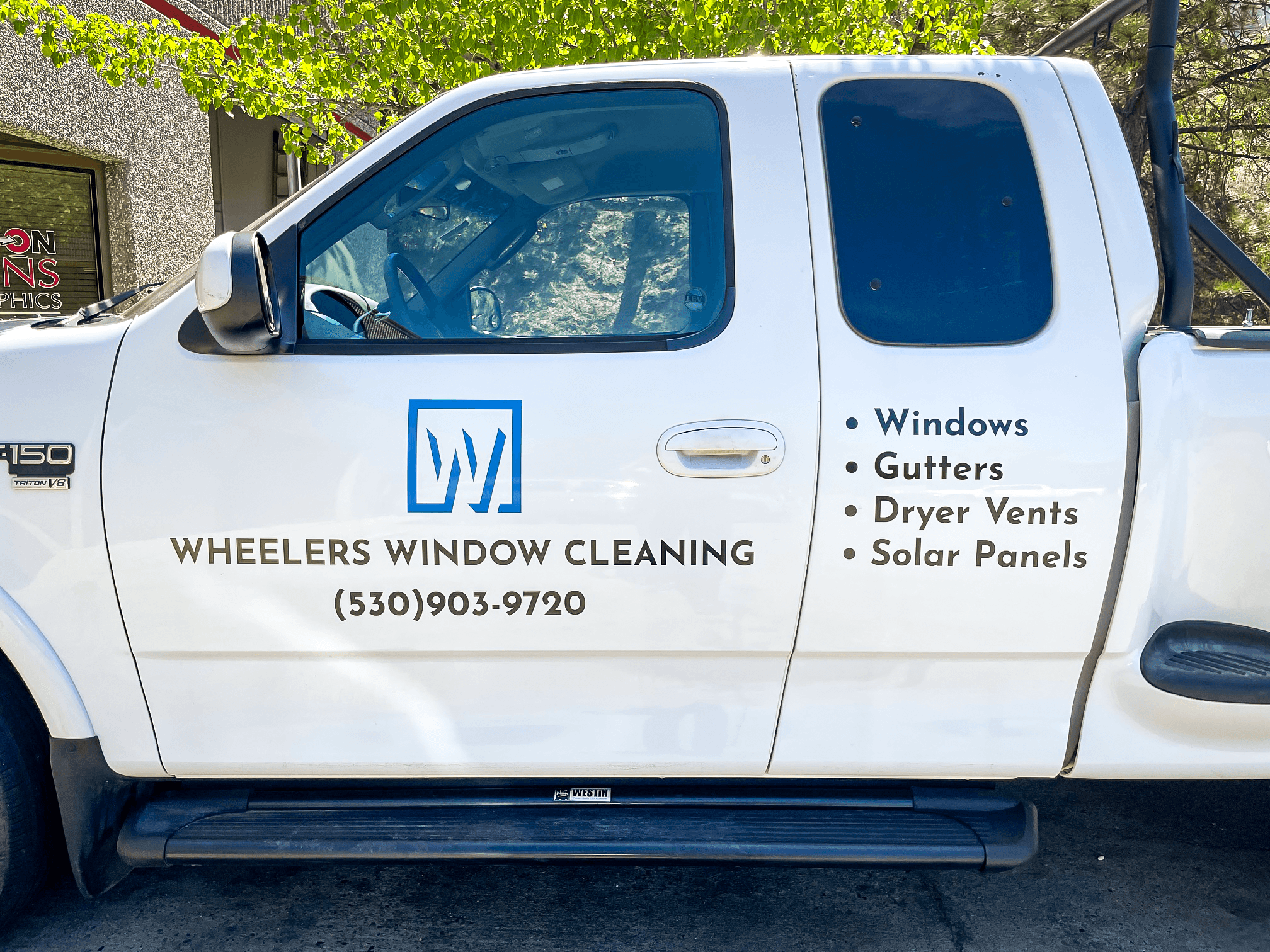 Wheelers Window Cleaning Cut Vinyl Lettering