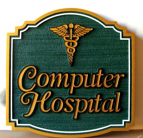 SA28490 - Carved and Sandblasted Sign for the "Computer Hospital" , a  Computer Repair Shop