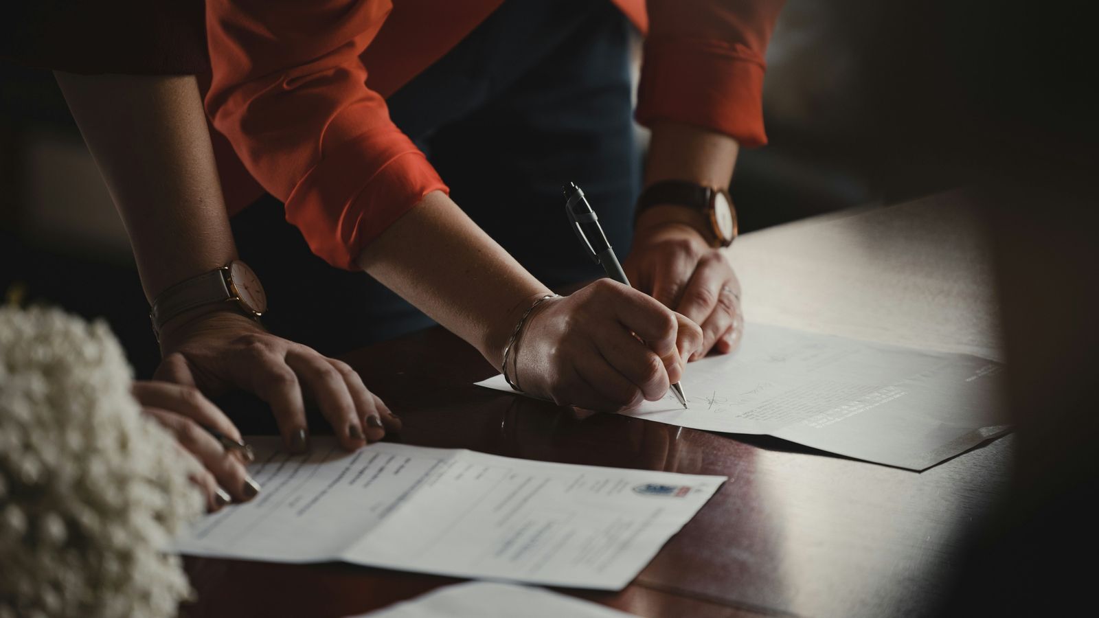 Signing papers