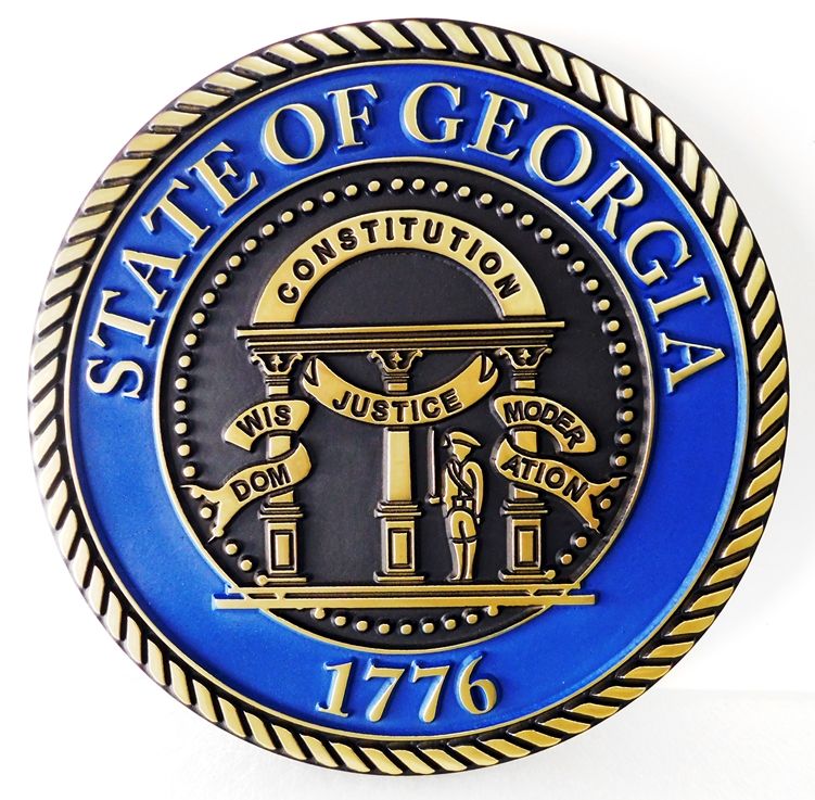 W32141 -Painted 2.5-D Wall Plaque of the Great Seal of Georgia