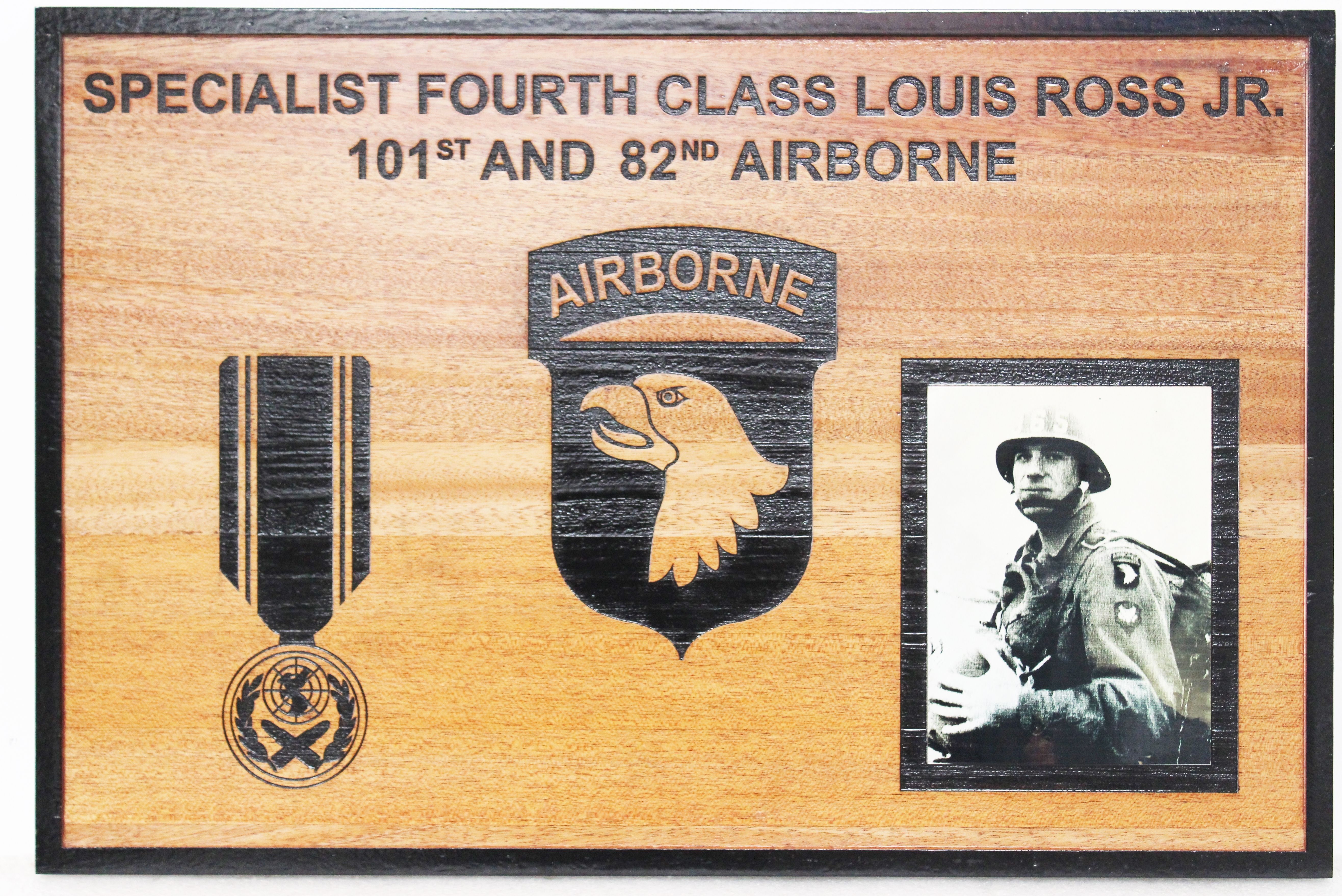 SB1324 - Laser Engraved Mahogany Recognition Plaque for an Army Soldier 