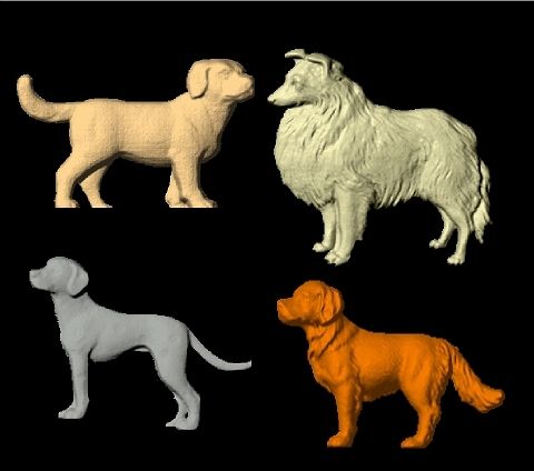 BB11997 - Carved 3D Wood Appliques of Dogs (Black Lab, Collie, Dalmation, Retriever)