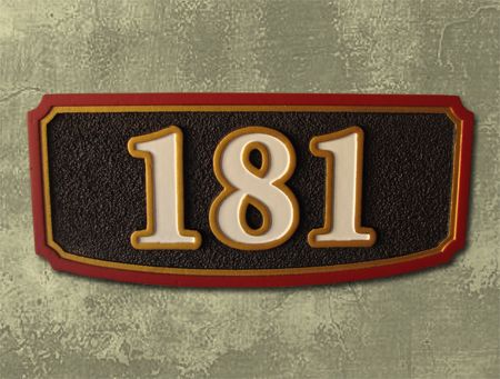 I18901 - House Address Number Plaque, Sandblasted and Carved HDU, Outlined Numbers and Double Border