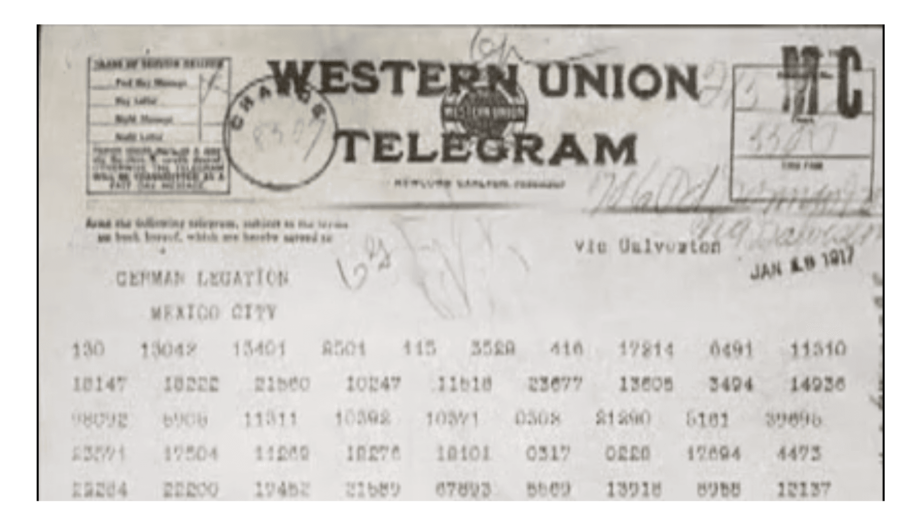 January 1917 - Zimmerman Telegram