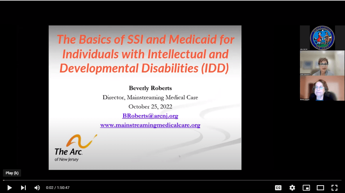 The Basics of SSI and Medicaid for Individuals with Intellectual and Developmental Disabilities (IDD) recording