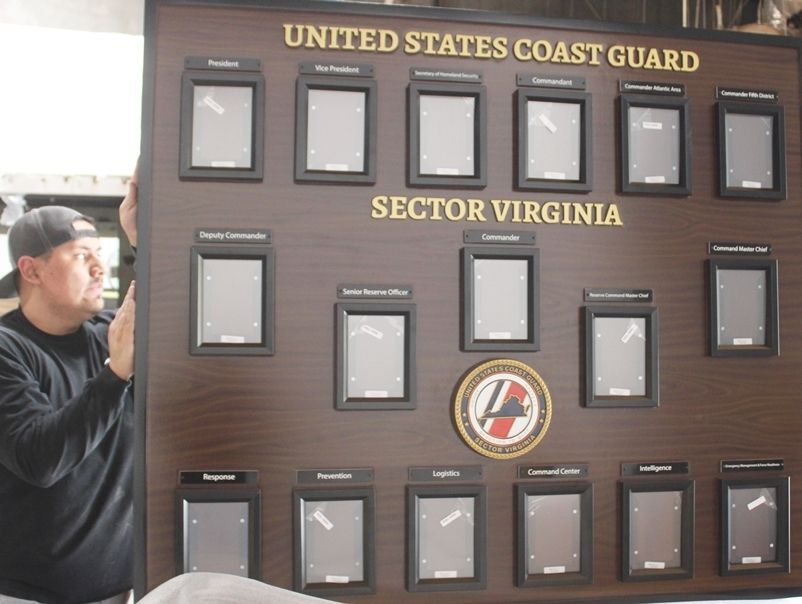 NP-2471 - Carved High-Density-Urethane (HDU) Chain-of-Command Board for US Coast Guard  Sector Virginia