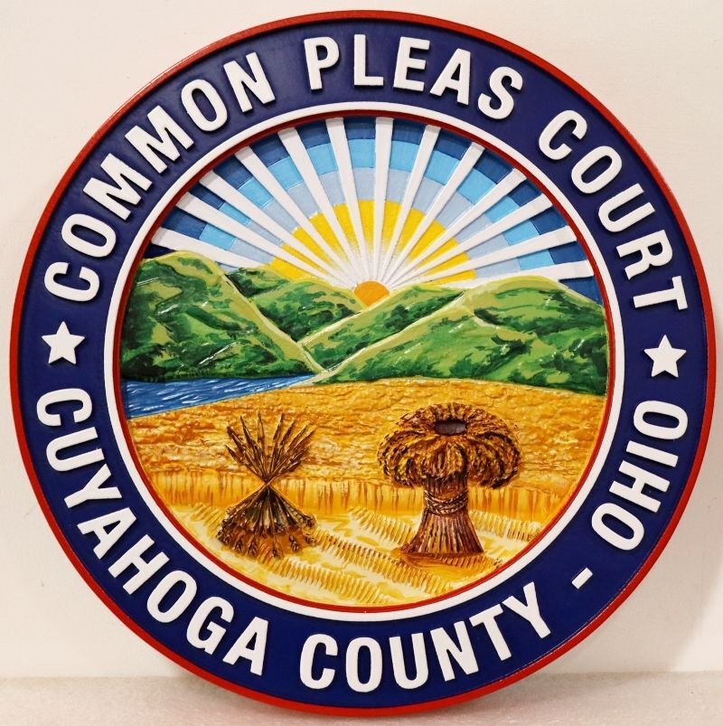 HP-1078 - Plaque of the Seal of the Common Pleas Court, Cuyahoga County, Ohio, 2.5-D Artist-Painted