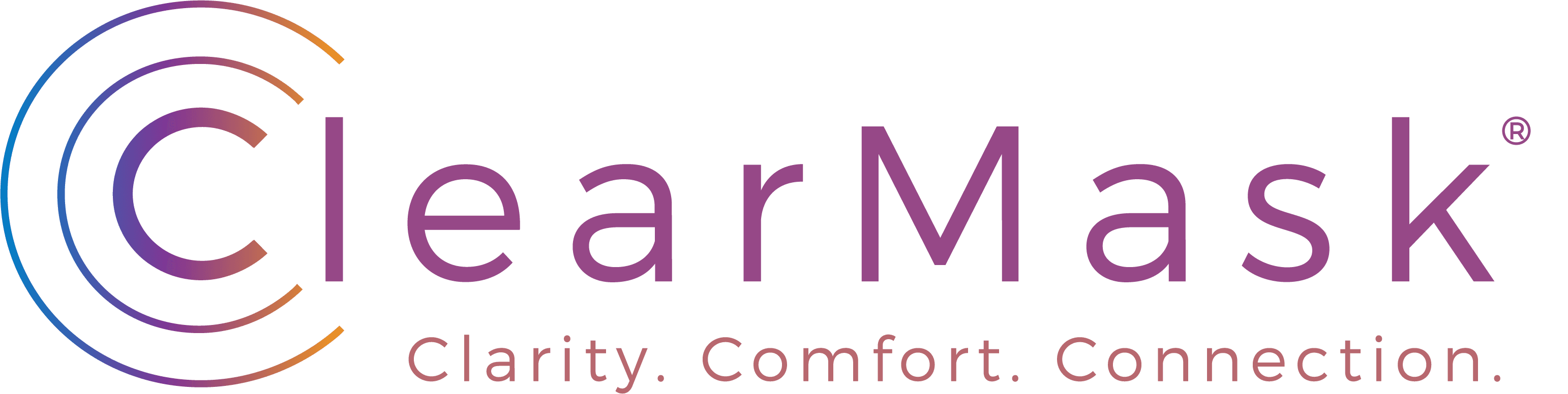 ClearMask logo: Clarity. Comfort. Connection.