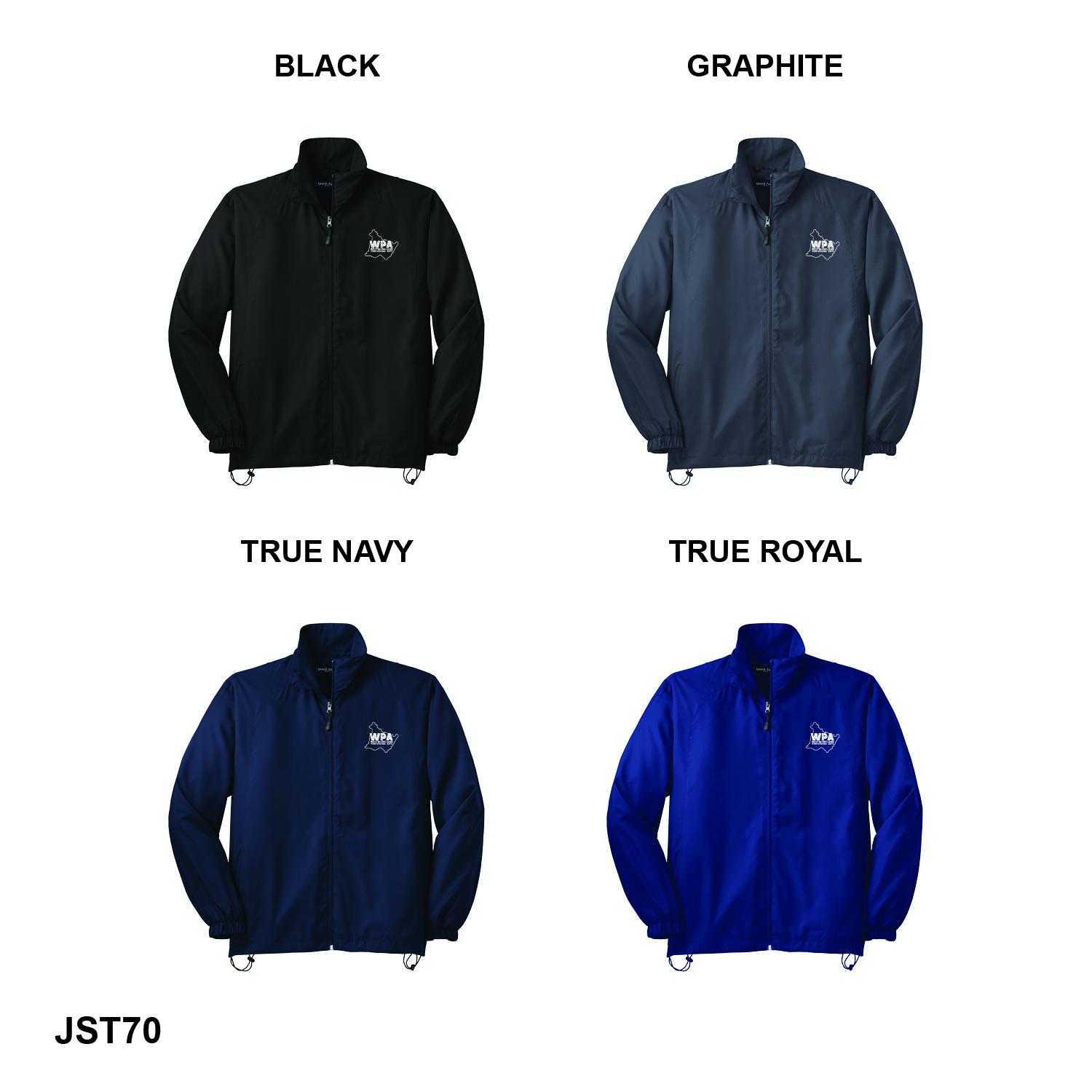 WPA COUNTY LOGO - Sport-Tek® Full-Zip Wind Jacket - BLACK & WHITE LEFT CHEST