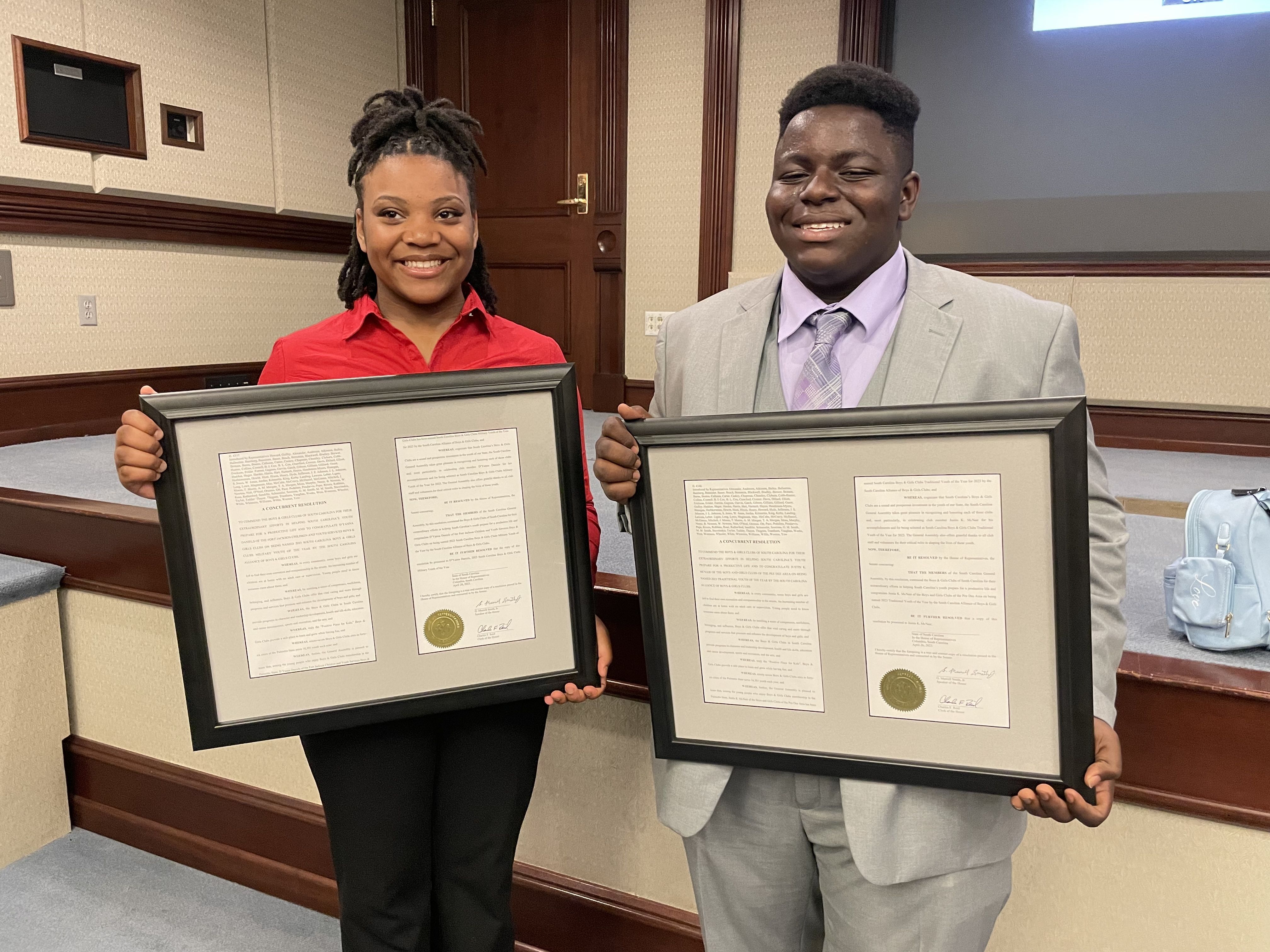 Justin K. McNair of the Boys & Girls Clubs of the Pee Dee Area and D’yanna Daniels of the Fort Jackson Children and Youth Services Boys & Girls Clubs were named Traditional Youth of the Year and Military Youth of the Year respectively.