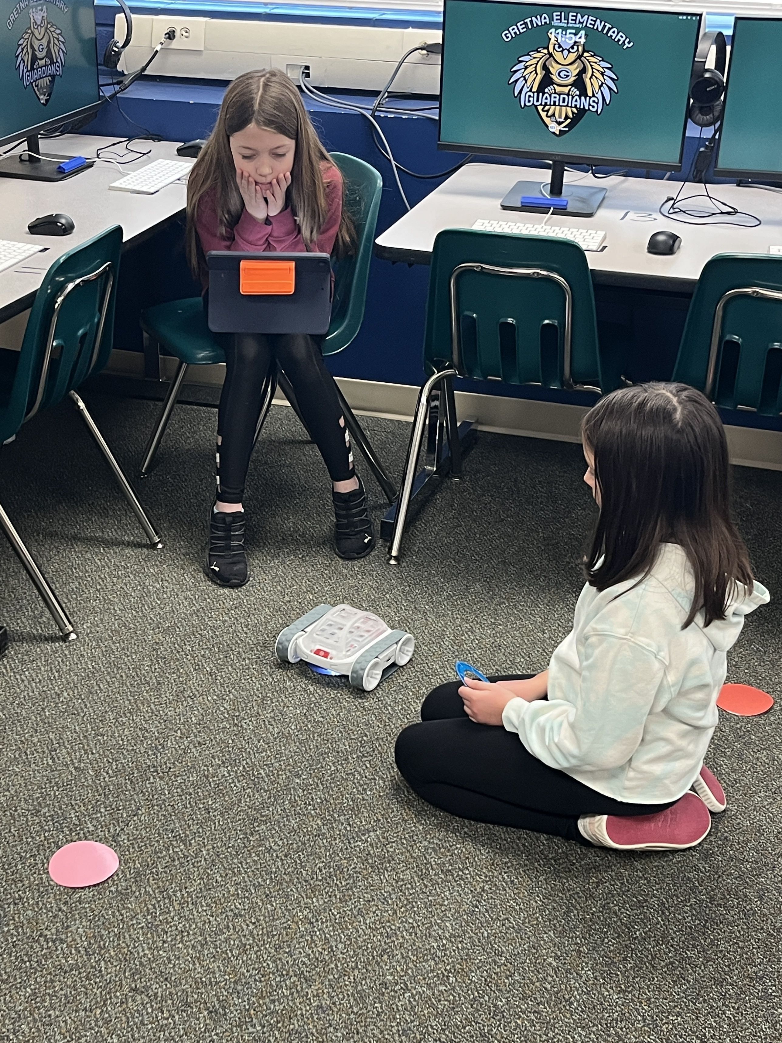 Students using Sphero robots in the classroom