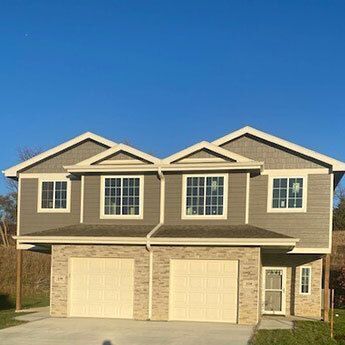 Exterior of two townhomes.