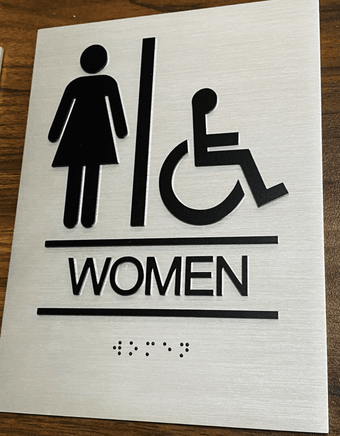 KA20626 - Brushed Aluminum Restroom Sign, with Braille 