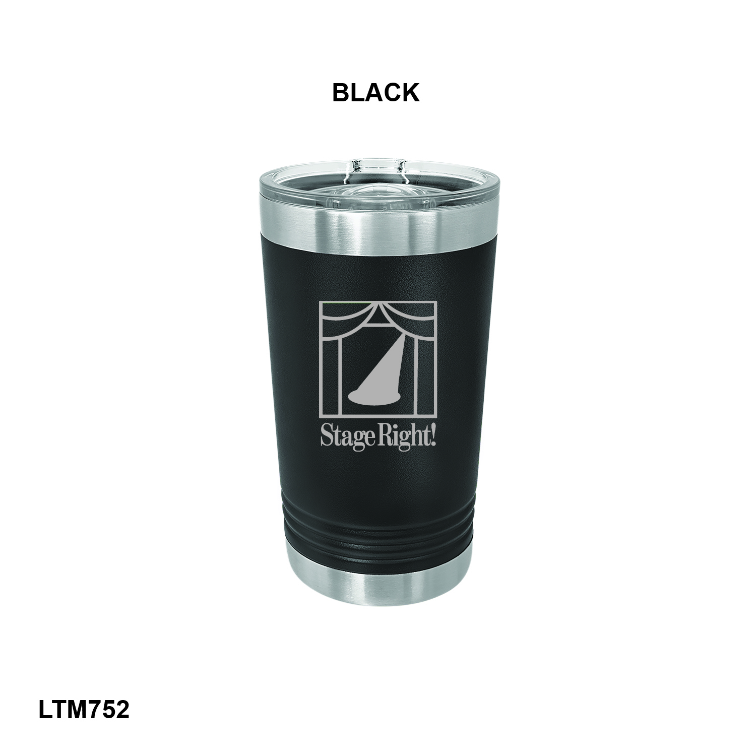 Polar Camel Black 16 oz. Pint with Slider Lid