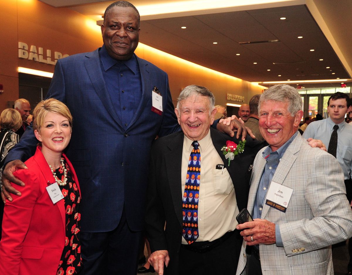 Sheila Fox, Jim Chones, Doc Daugherty, & Jim Hamilton at the 2017 Induction Ceremony.