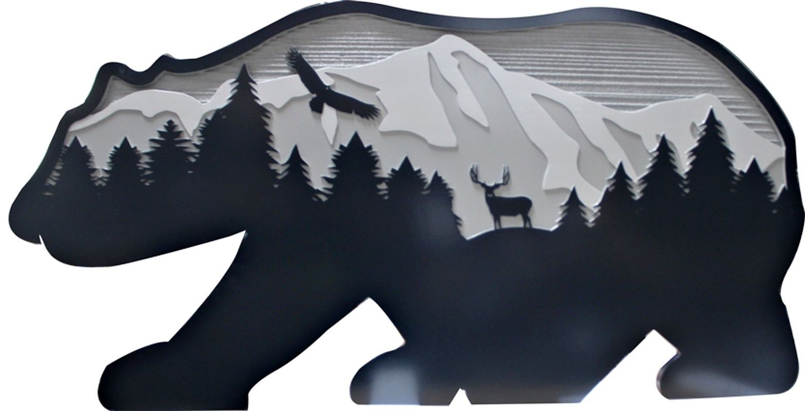 T29184 - Carved and Sandblasted Wood Grain HDU Sign in the Shape of a Bear with Artwork