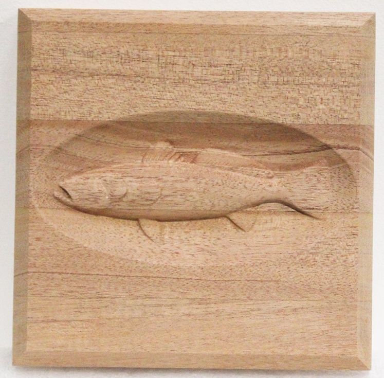 L21387 - Ocean Fish  Carved in 3-D Half-relief from California Redwood
