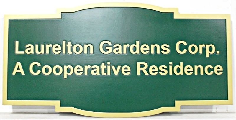 K20123 - Carved HDU Entrance Sign for "Laurelton Gardens Corp. A Cooperative Residence"