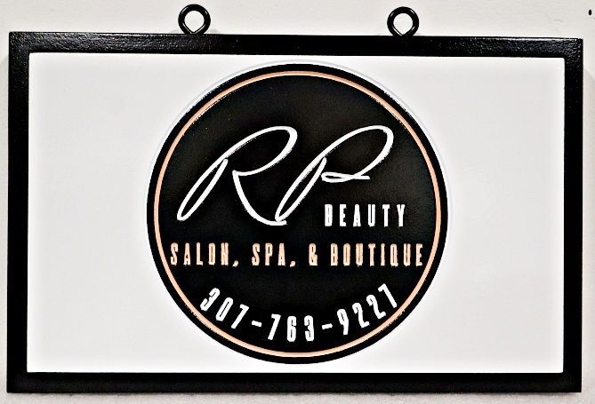 SA28581 - Carved and Sandblasted HDU Sign for "RP Beauty Salon, Spa, & Boutique"